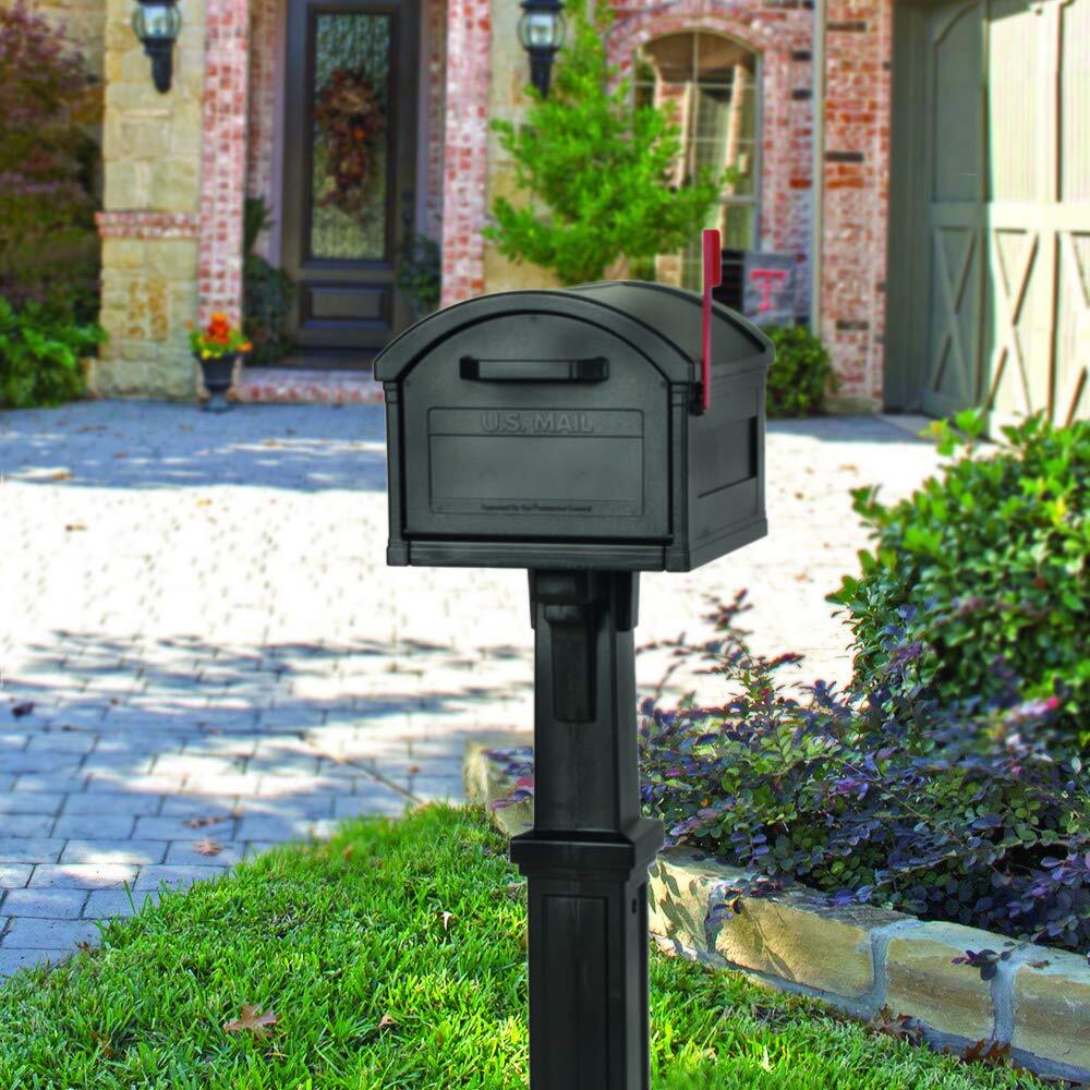 Extra Large Black Mailbox with Post Sleeve for Multiple Packages Durable USA ...