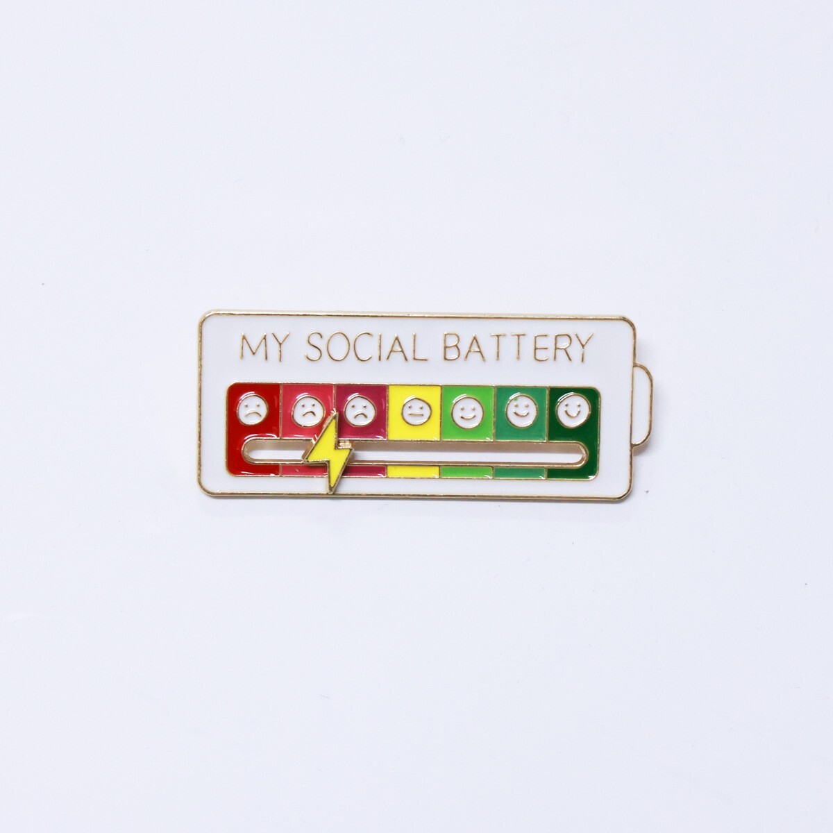 4Pcs My Social Battery Mood Brooch Pin Enamel Lapel Pins for Backpack Collar Hat