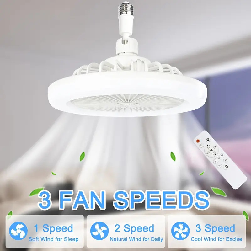 Socket Ceiling Fans with Lights and Remote- Socket Fan light with Dimmable Led