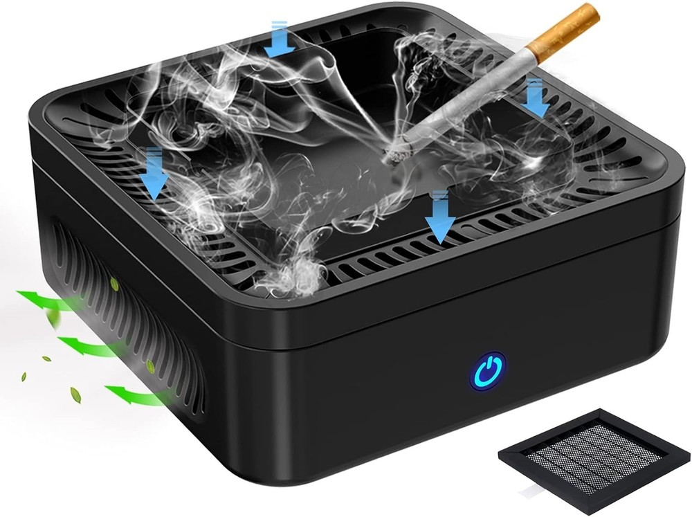 Square Smokeless Ashtray with Activated Carbon