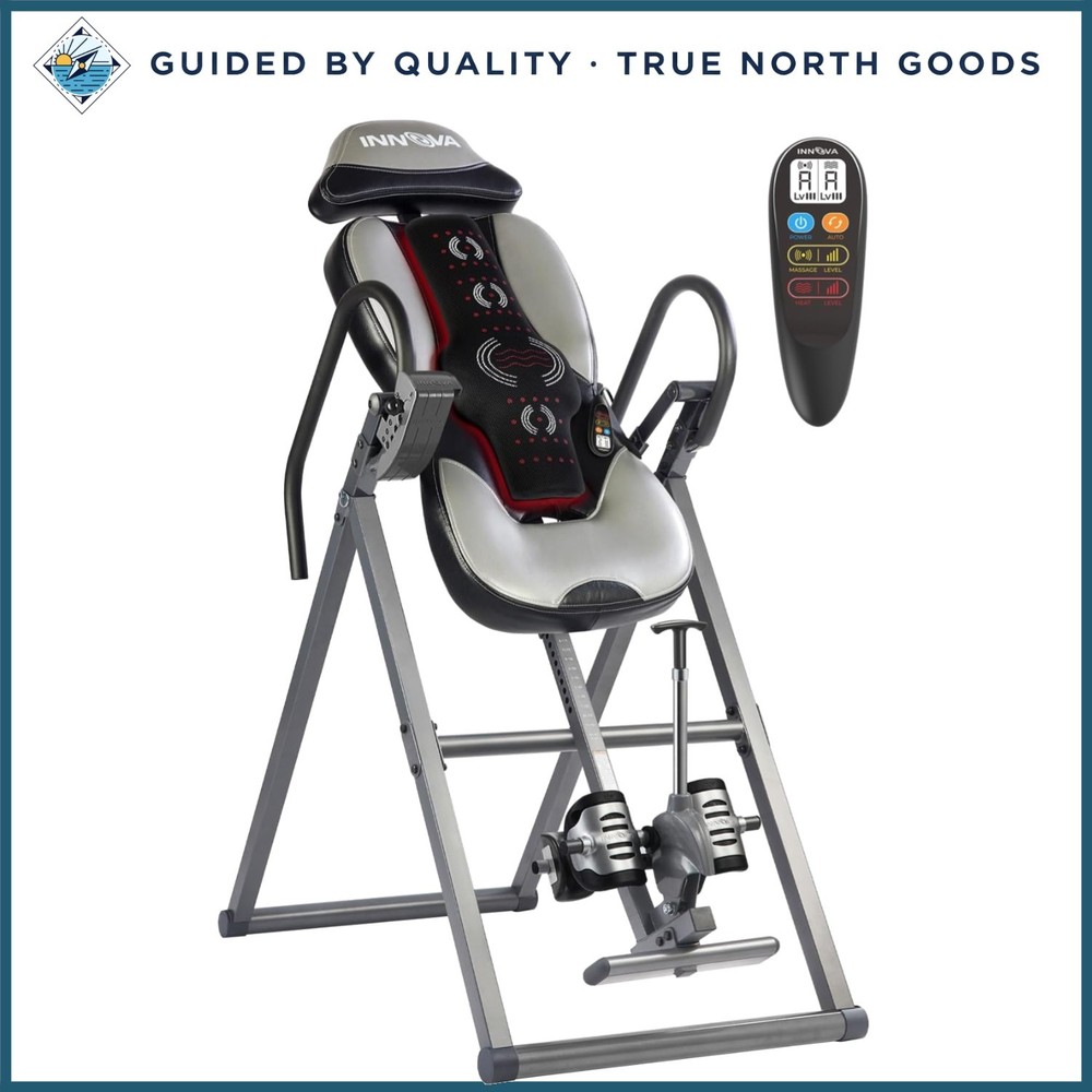 Inversion Table with Integrated Massage Pad and Safe Ankle Holding System