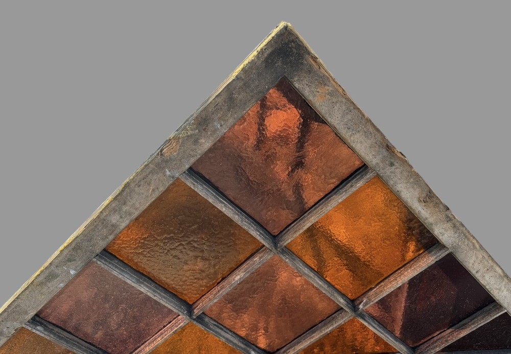 Antique Colored Stained Glass Pyramidal Church Window
