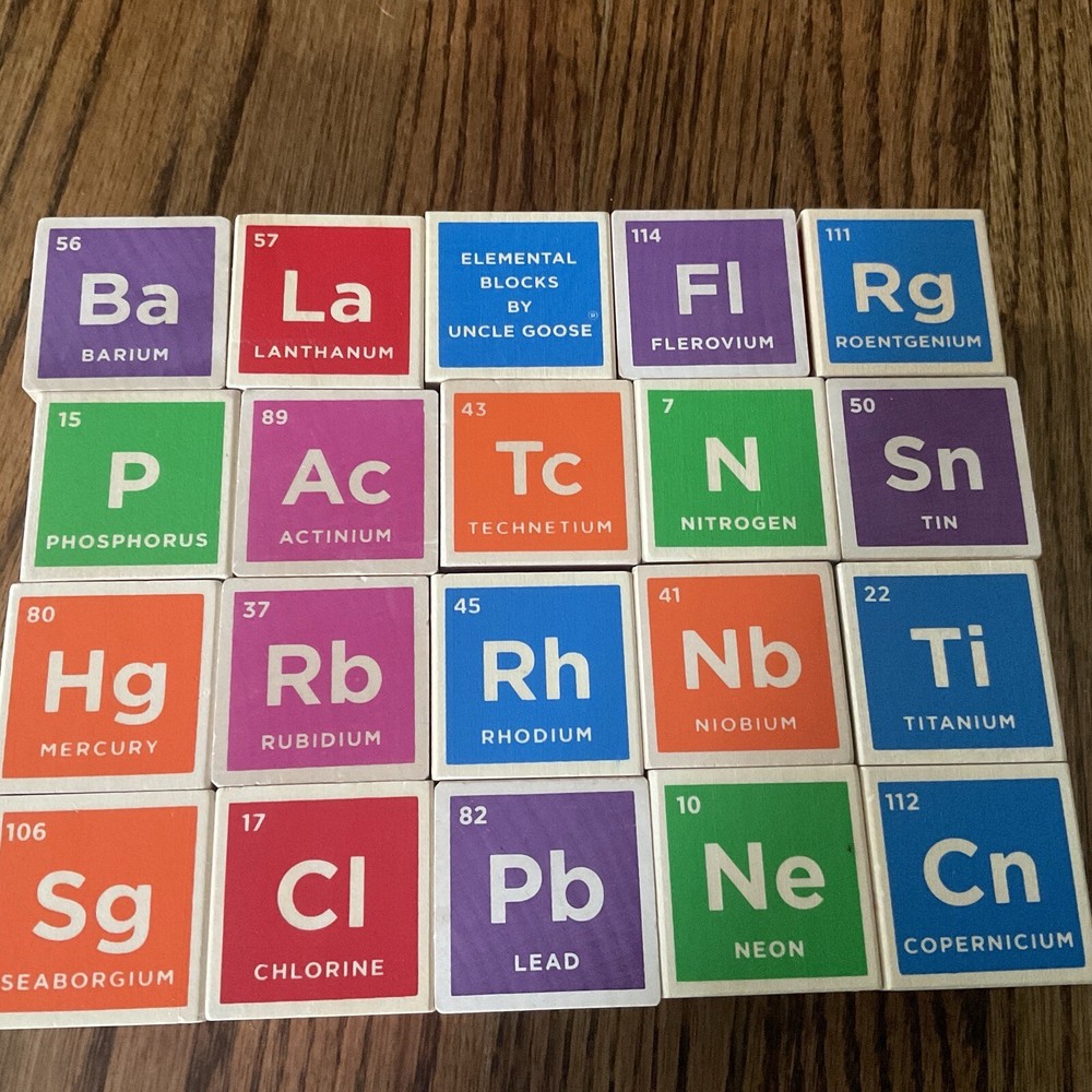 Elemental Chemistry Element Blocks By Uncle Goose, 20 Block Set