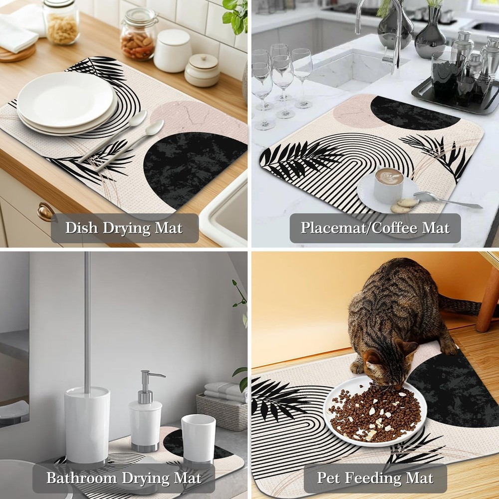 Quick Absorbent Kitchen Drying Mat - Stylish Patterns Dish Drying Mat- 16×1