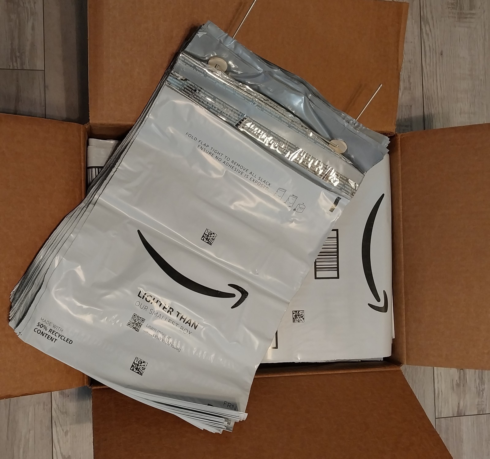 100ct Poly Mailers Shipping Bags 12"x15.5" 2.5 Mil Amazon Labeled Plastic...