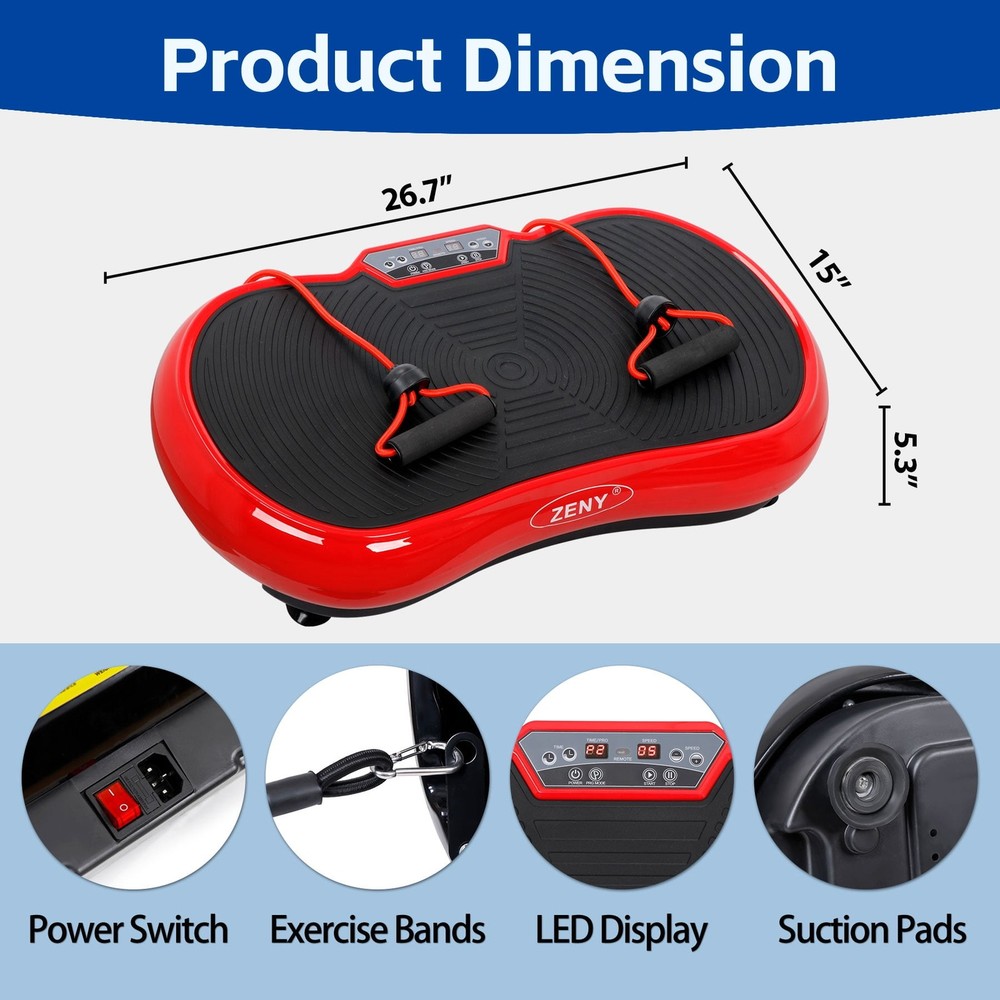 Vibration Plate Exercise Machine for Full Body Workout with Bluetooth, Red