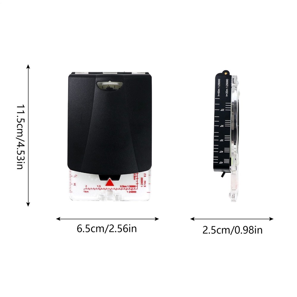 Hiking Mirrored Sighting Compass - With Adjustable Declination & Map LED
