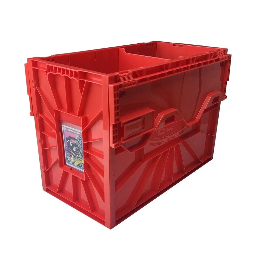 BCW Short Plastic Comic Book Bin Box Heavy Duty with Lid Red - **FIVE PACK**