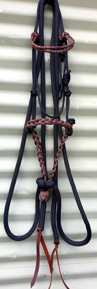 LOPING HACKAMORE with PLAITED ROPE BOSAL, BITLESS BRIDLE