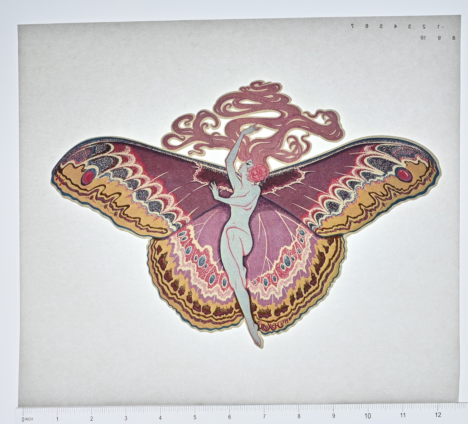 Original VINTAGE 1970s Heat Transfer | Butterfly Woman Fantasy - Roach '74