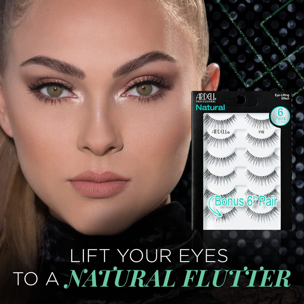 False Eyelashes Natural 110-5 Pair + Bonus Pair Multipack for Eye-Lifting Effect