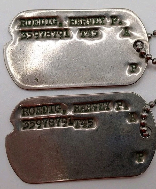 Vintage WWII WW2 T45 1945 Tags With Chain