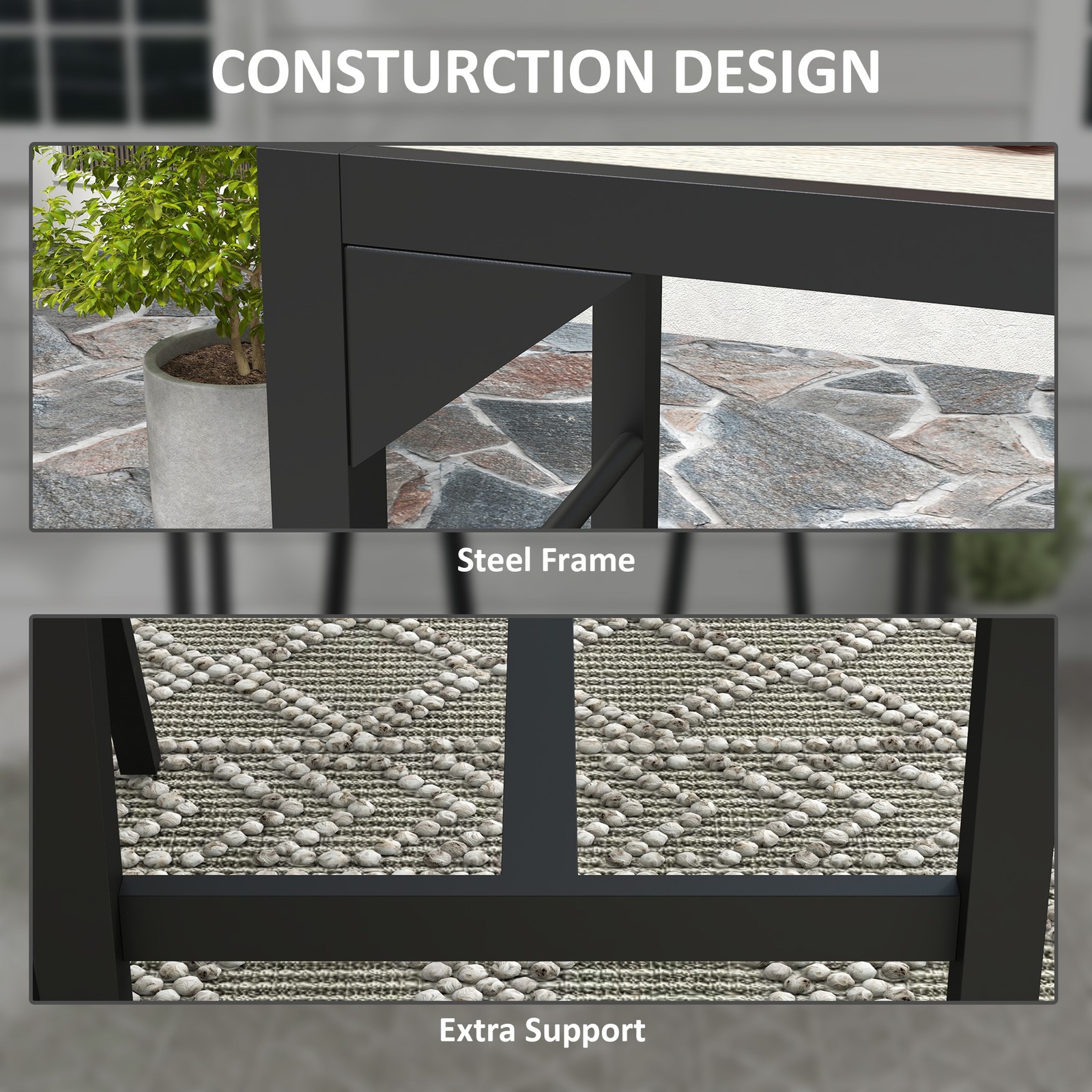 Outsunny 47" Outdoor Bar Table with Built-In Bottle Opener, Steel Frame