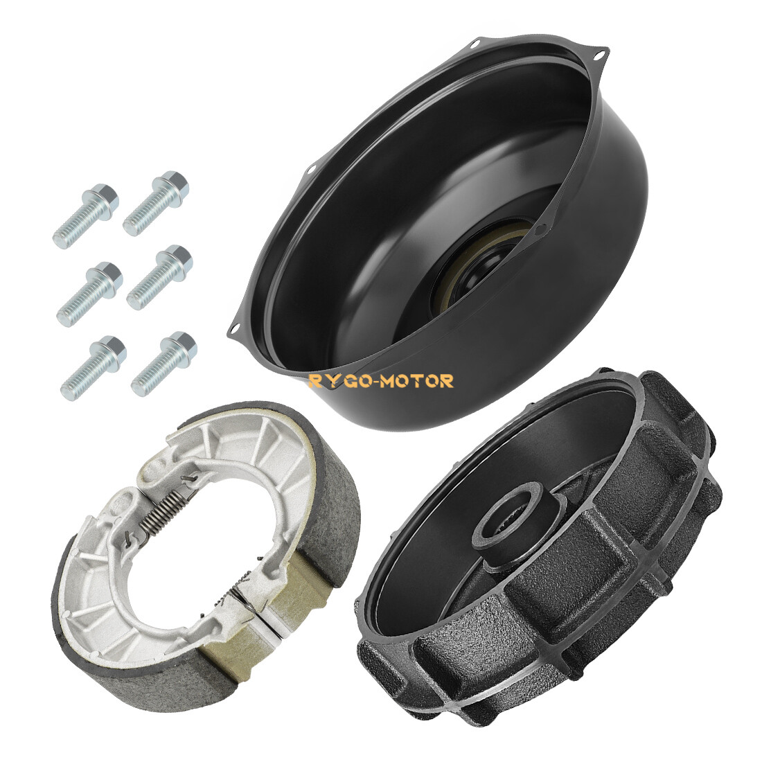 Rear Brake Drum Cover Hub Shoes Set for Honda Rancher 420 TRX420 4x4 2014-2024