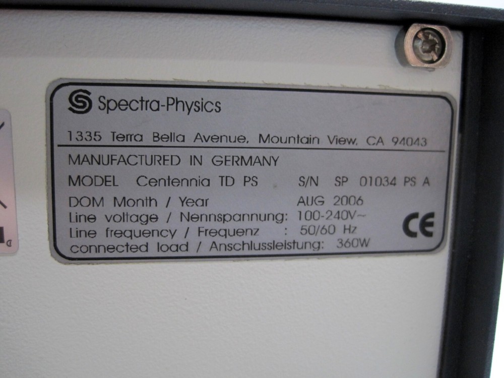 Spectra Physics CENTENNIA TD PS Laser Head Power Supply