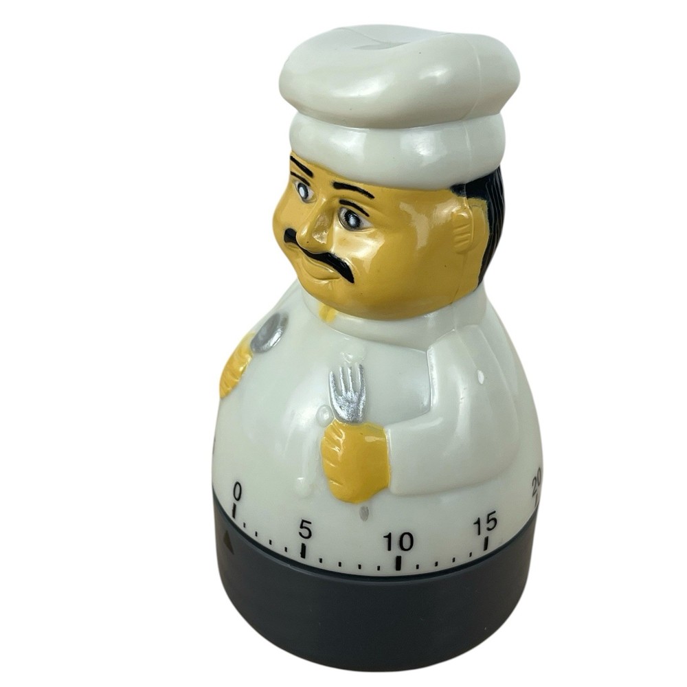 Chef Shaped 60 Minute Mechanical Kitchen Timer 4" Tall Tested Works