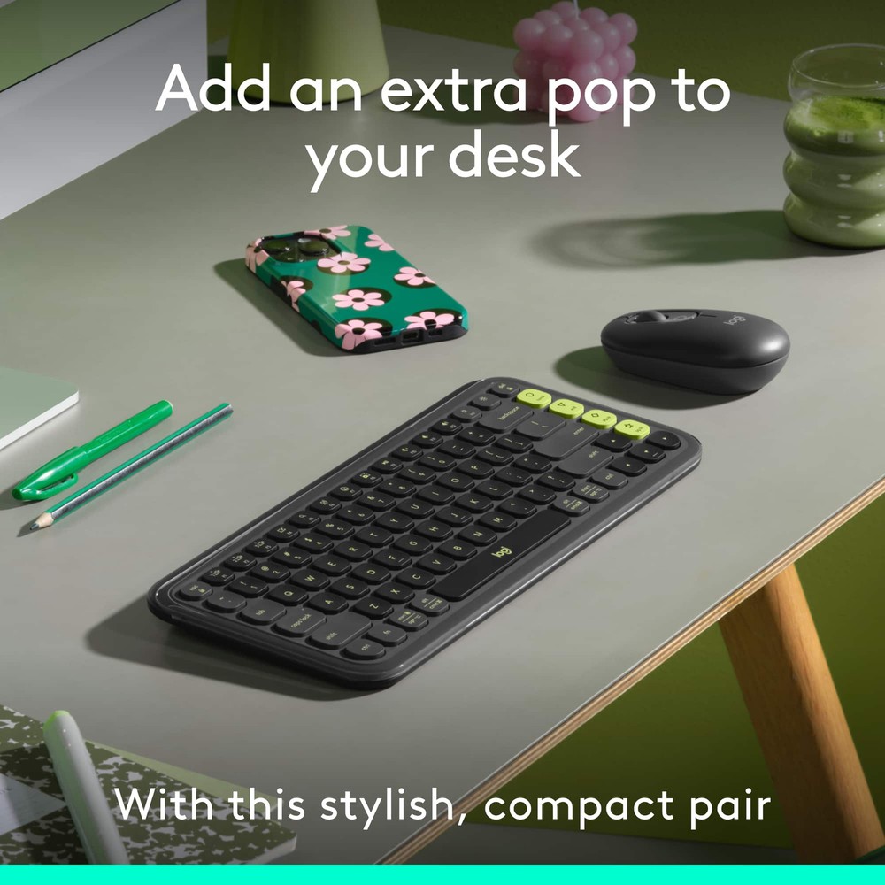 Logitech - POP ICON COMBO Compact TKL Bluetooth Keyboard and Mouse Bundle wit...