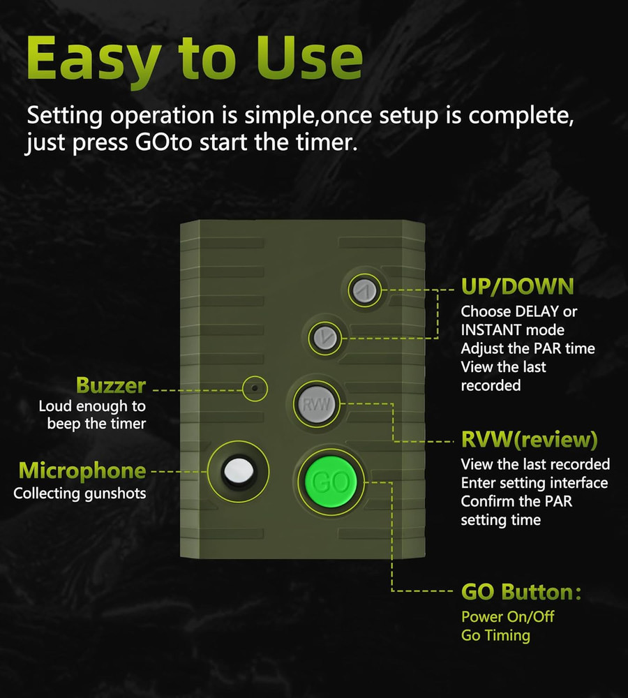 HT01 Upgraded Shot Timer for Shooting Competition, 4 Modes for Tactical Training