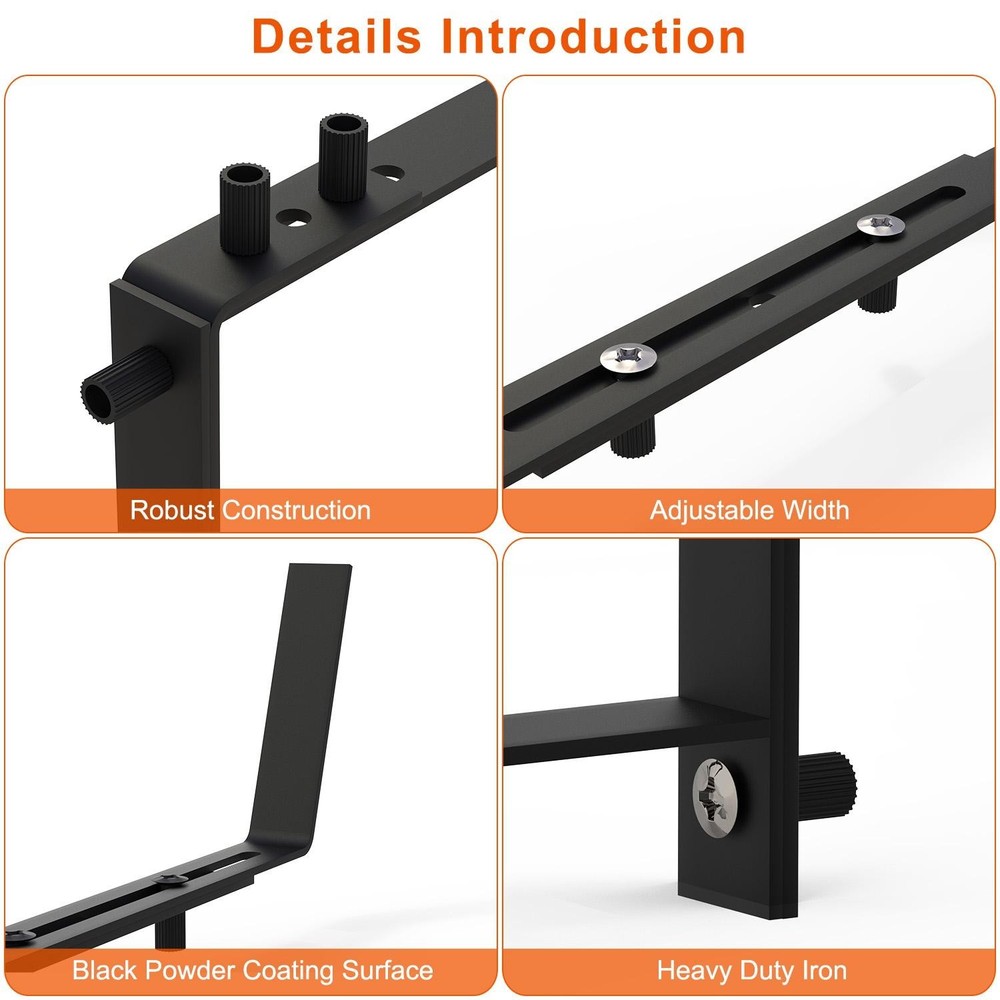 4Pcs Adjustable Planter Box Brackets Flower Box Holders Window Boxes Planters No