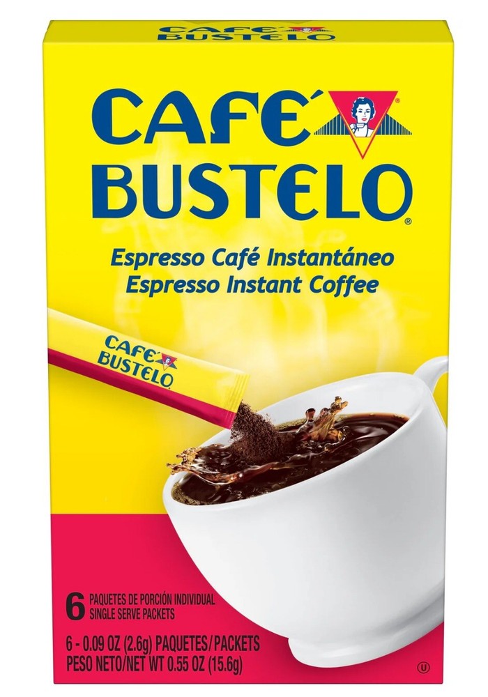 Cafe Bustelo Instant Coffee 6 Single Serve Packets. Cafe Instantaneo