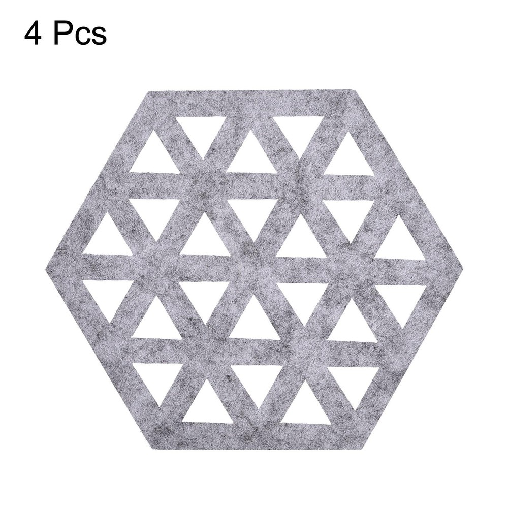 Felt Coasters 4pcs Hexagonal Coasters Coasters, Light Grey