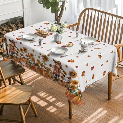 Fall Tablecloth 60×84 Inch Rectangular, 60" x 84" (Rectangular) White