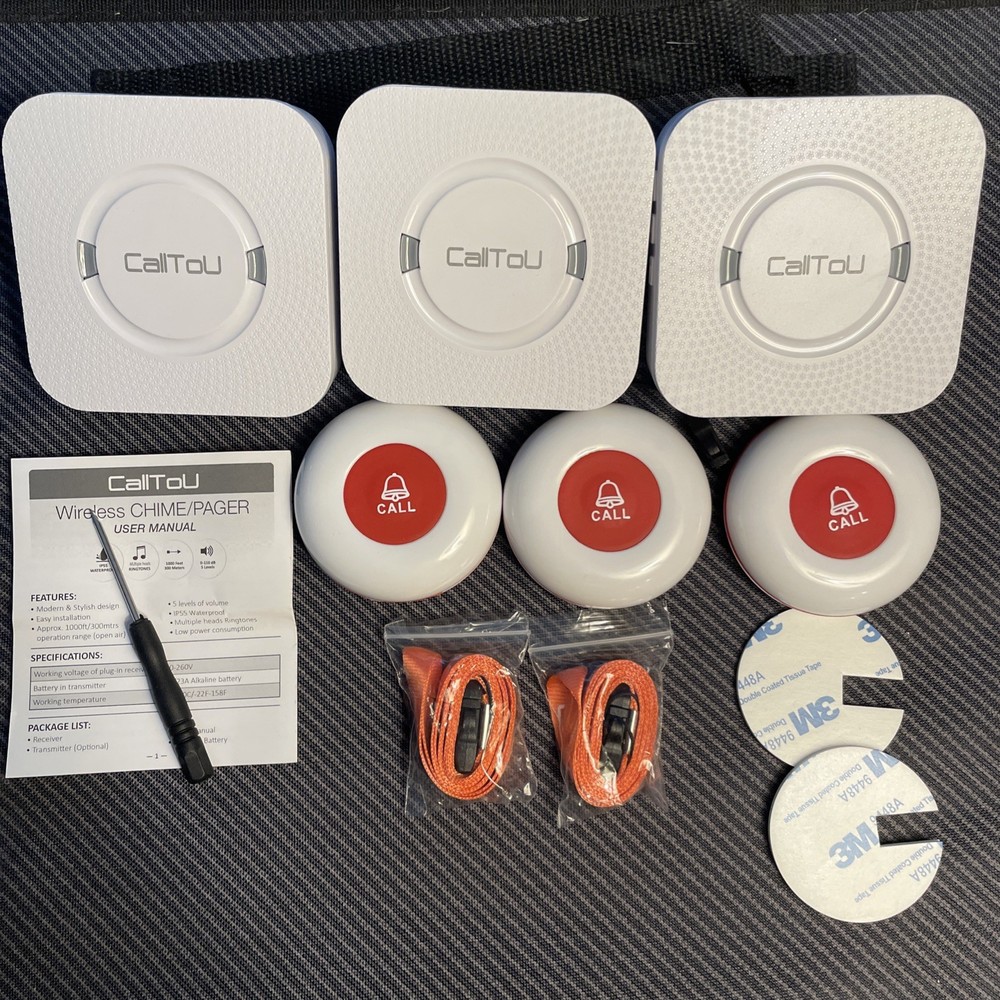 CallToU Pager/Call Button Emergency System w/Plug-In Receivers/Wireless Xmitters