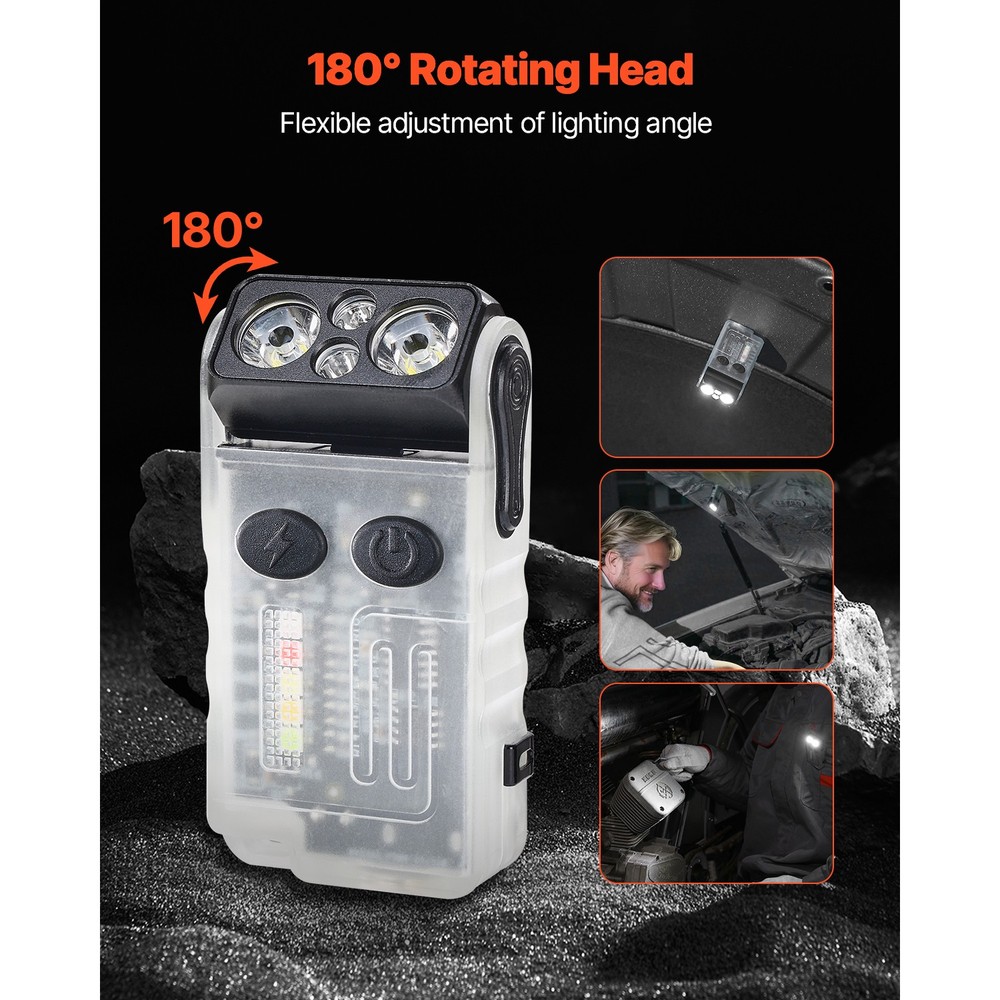 Rechargeable Keychain Flashlight Mini LED Flashlight with Clip & Magnetic Tail