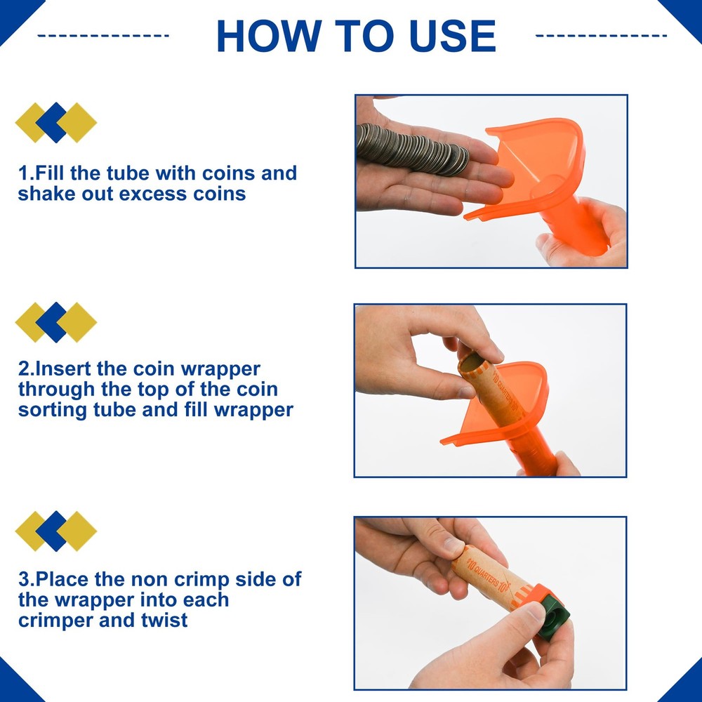 ESSENTIAL 144 Pcs Assorted Preformed Coin Wrapper Rolls with Color Coded...