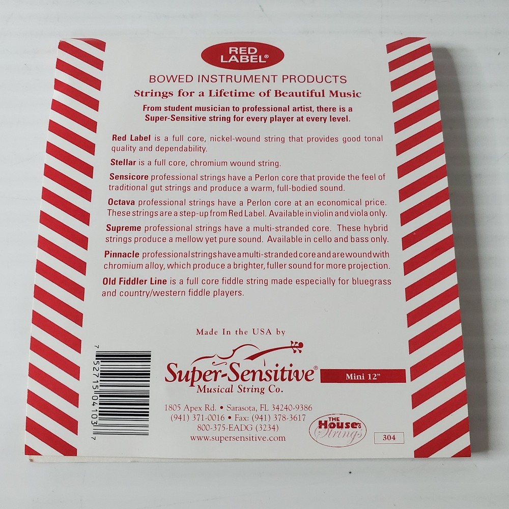 Red Label Mini 12" Scale Viola 4 String Set Super Sensitive SS4103