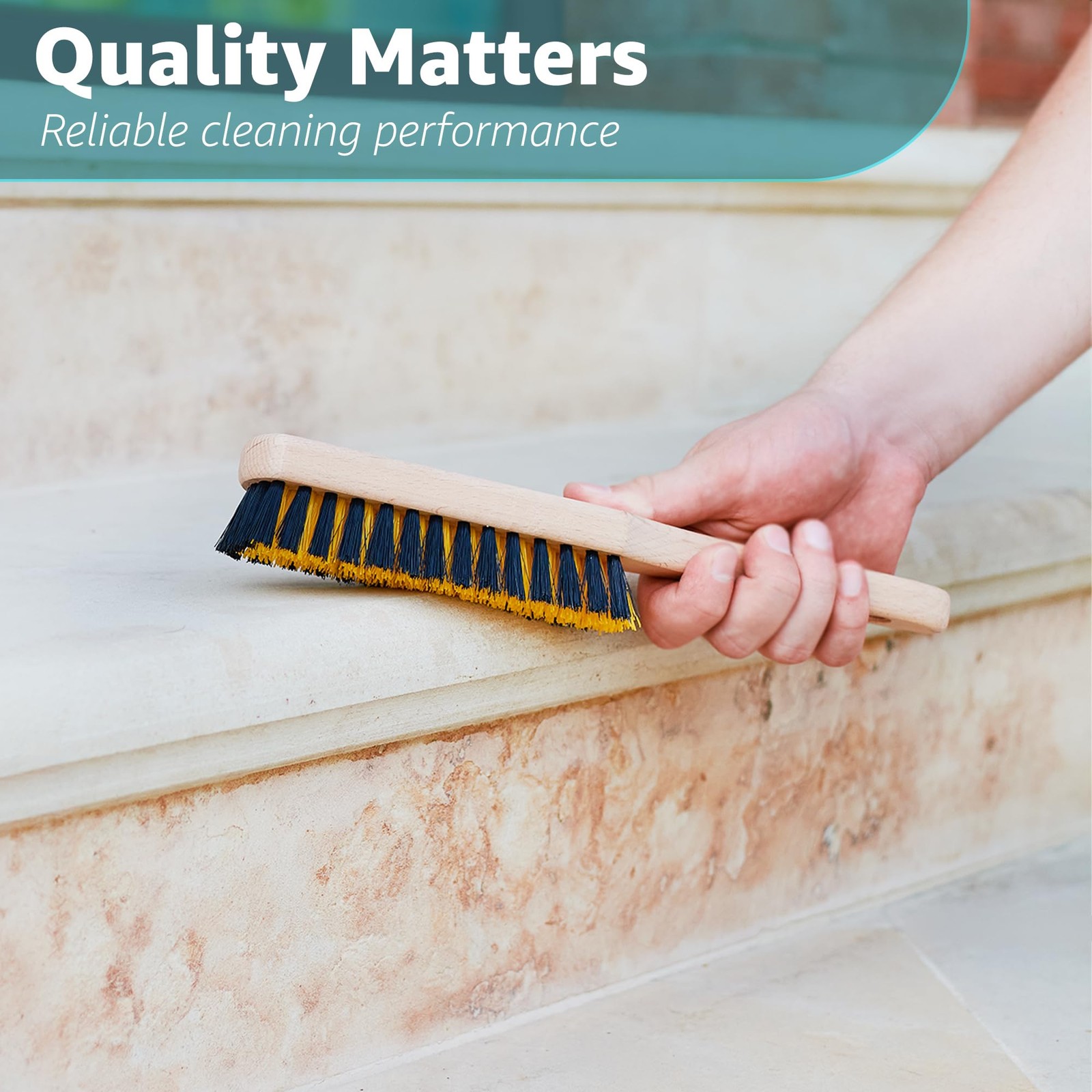 Carpet Cleaning Brush, Scrub Brush with Handle for Floor Black and Yellow