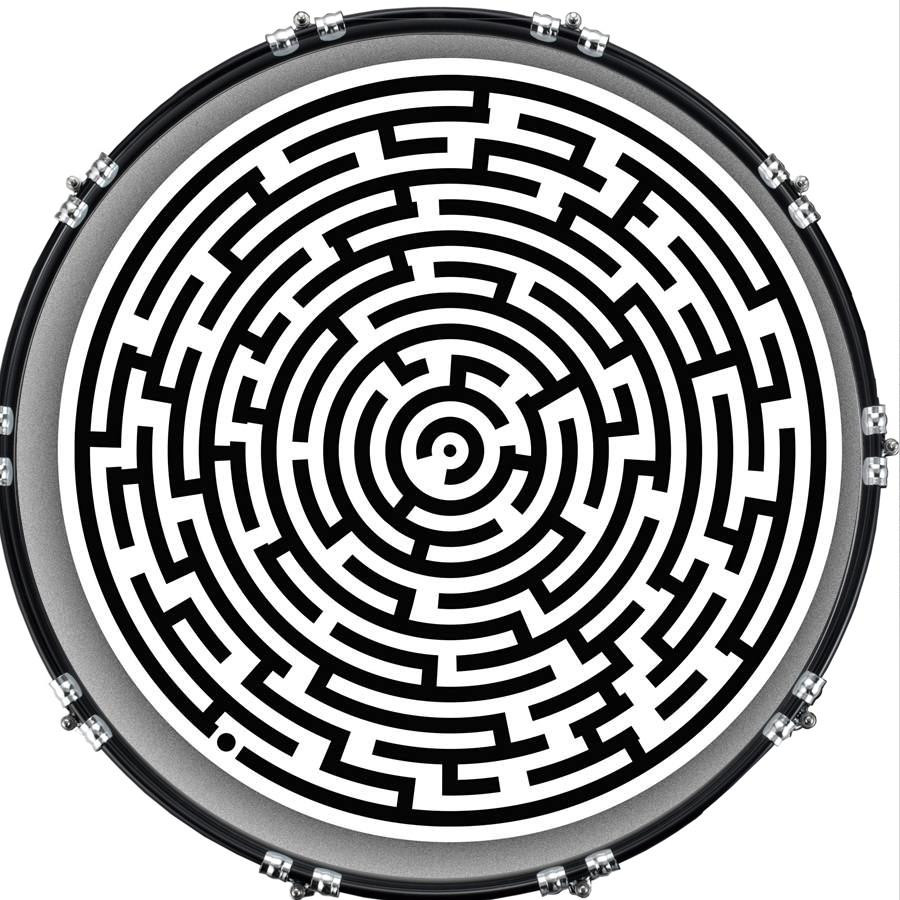 20" Custom Bass Kick Drum Front Head Graphical Graphic Maze 2