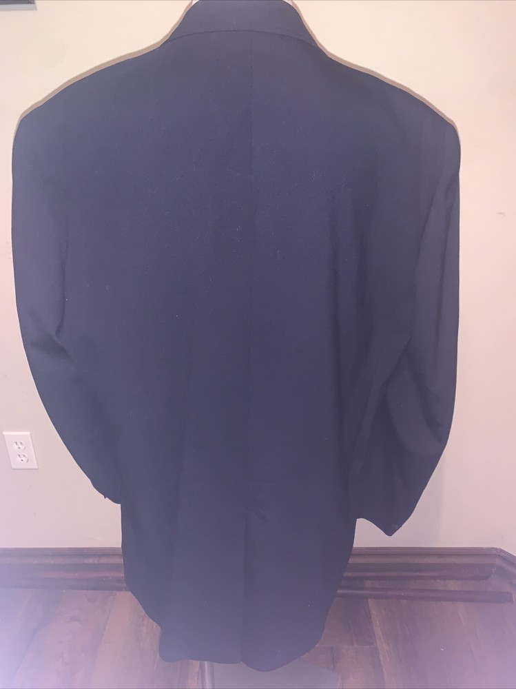 Lands' End Men's Black 100% Wool Blazer Jacket 43L EUC (A3)