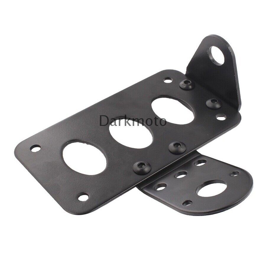Black Flat Side Mount License Plate & Tail Light Bracket Set For Harley Bobber