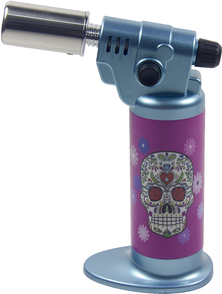 Ever Tech Double Table Torch Lighter Adjustable Flame Refillable Skull BL