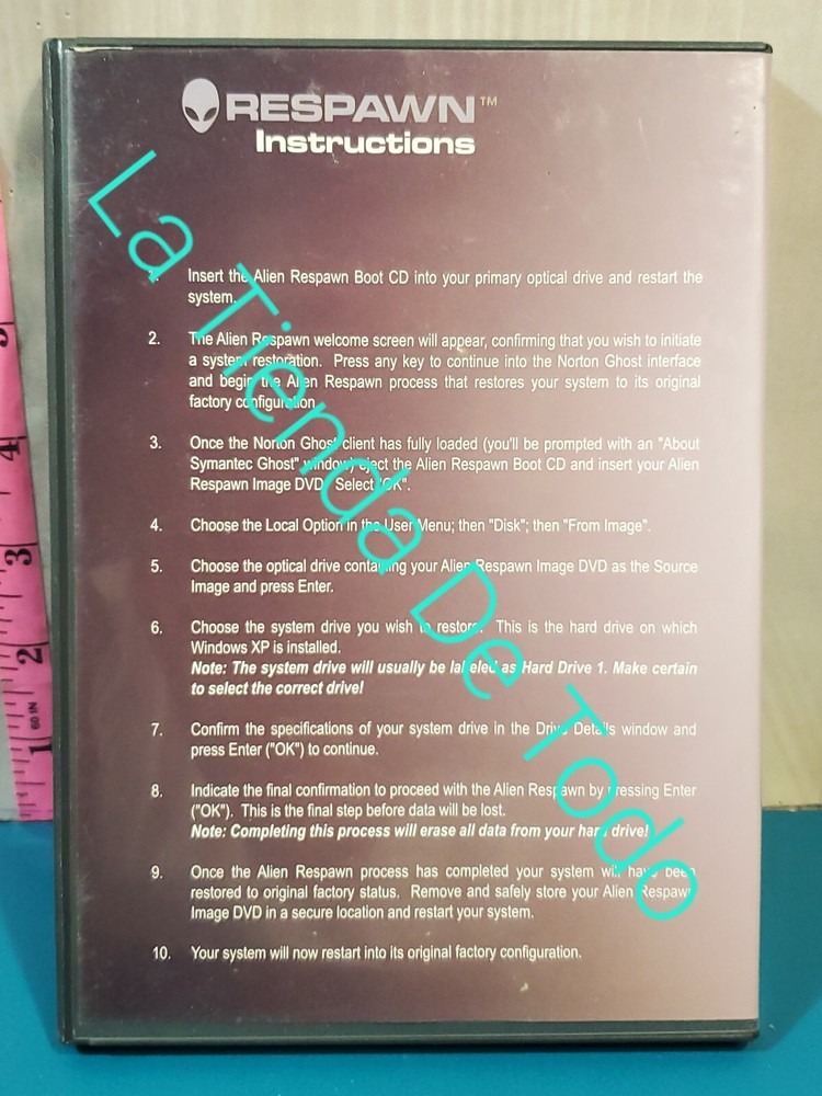 RARE BOOT RECOVERY CD DVD ROM FOR ALIENWARE RESPAWN WINDOWS XP USERS READ