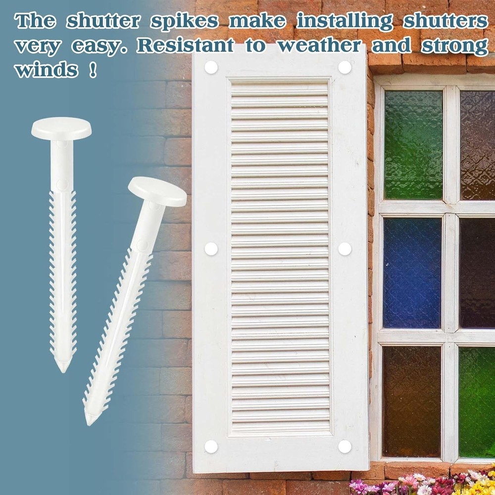 60Pcs 3 Inch Vinyl Shutter Fasteners, White Window Shutter Panel Pegs Shutter Sc