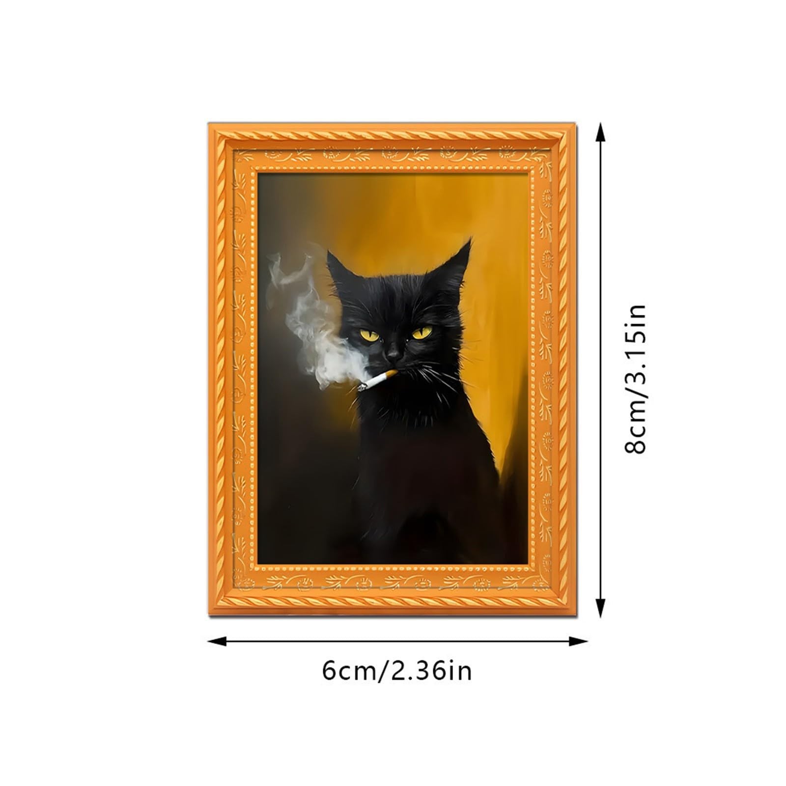 2PCS Refrigerator Magnets Wooden Rebellious Cat Smoking Art Print Fridge Magnets