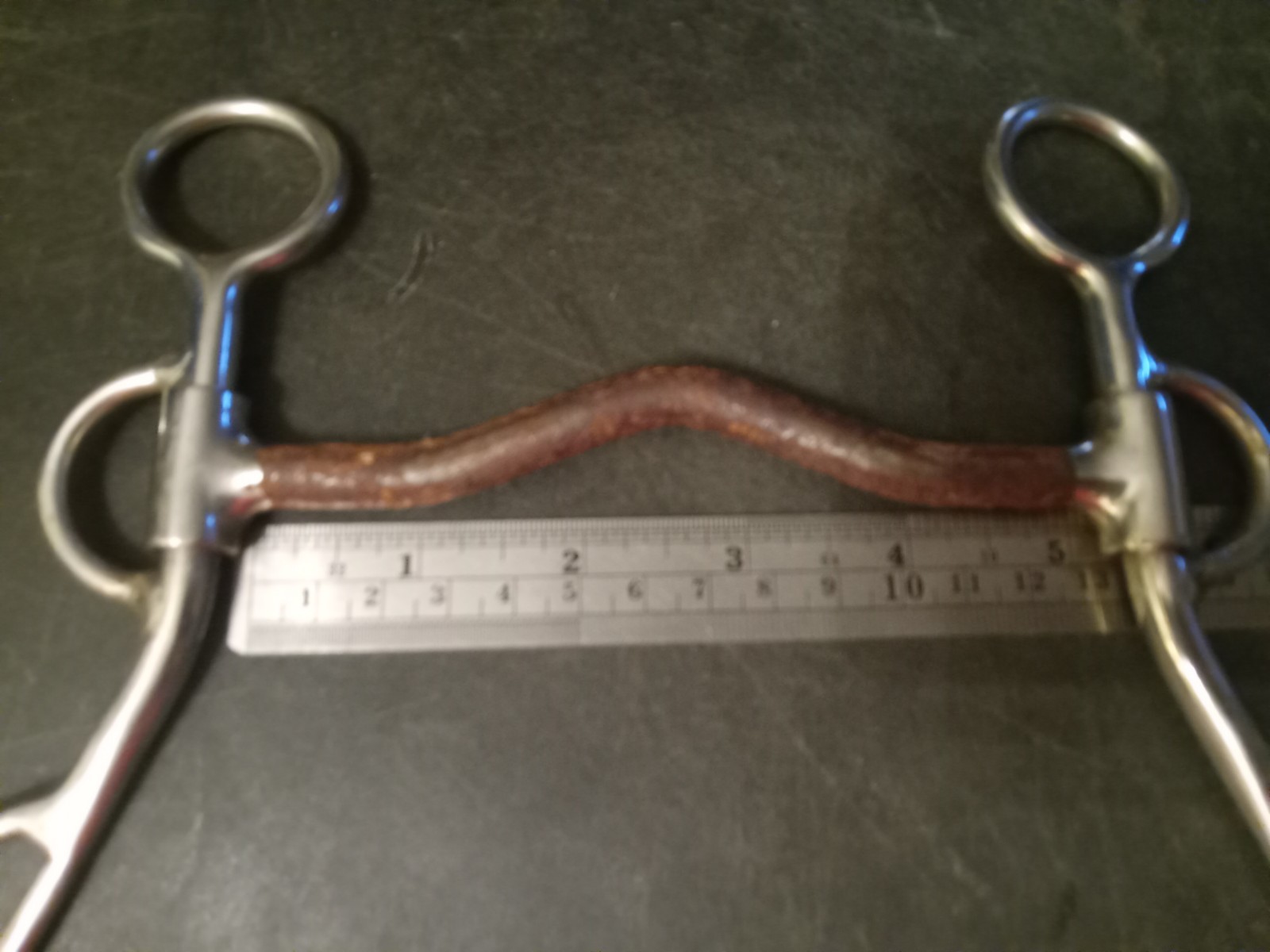 Short Shank loose cheek bit 5 in sweet iron mouth low port