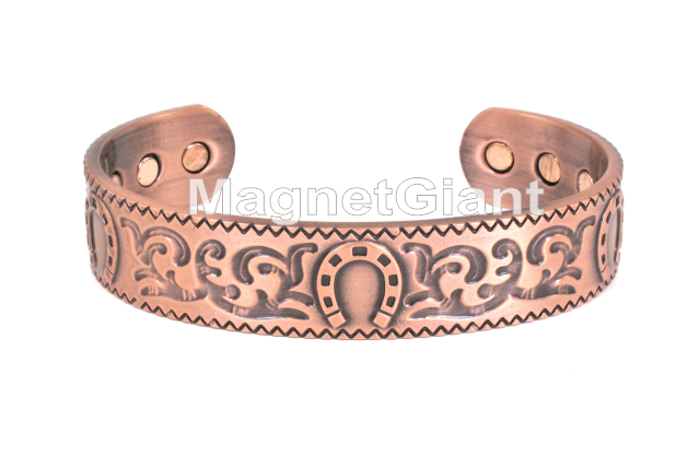 Horseshoe - Solid Copper High Power Magnetic Bangle Bracelet Cuff - BG69C