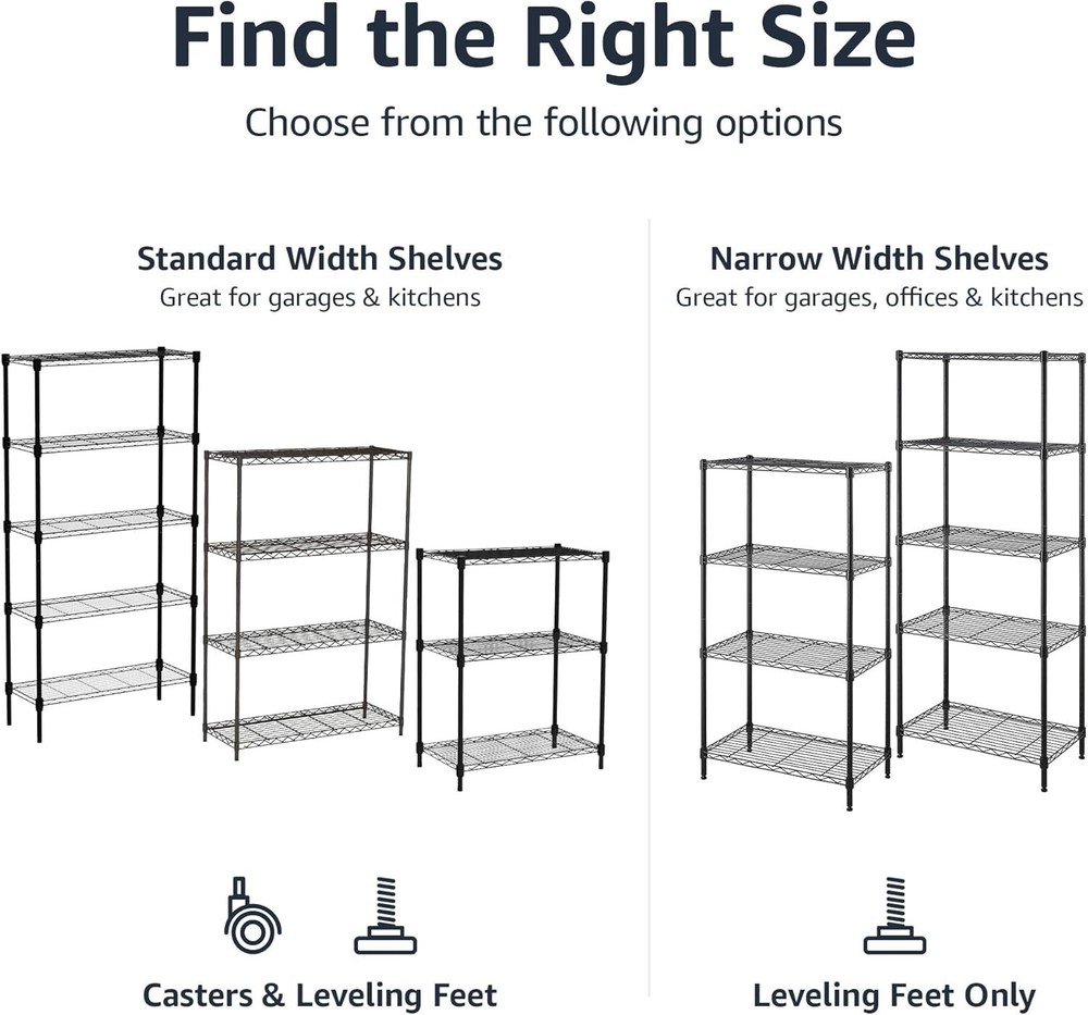 4 Tier Adjustable Heavy Duty Wire Rack Storage Shelf for Kitchen, Garage