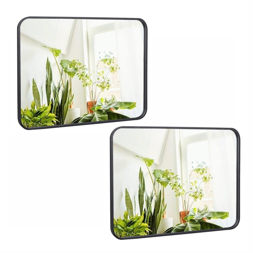 30" Black Wall Mirror for Bathroom 2PCS Wall Mounted Rectangular Vanity Mirrors
