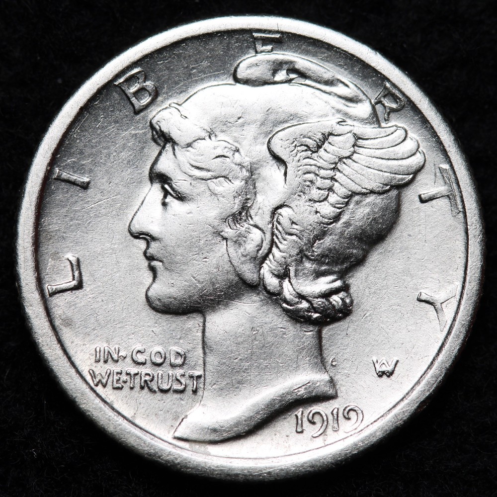 1919-S Mercury Silver Dime AU++ E247 QXCM