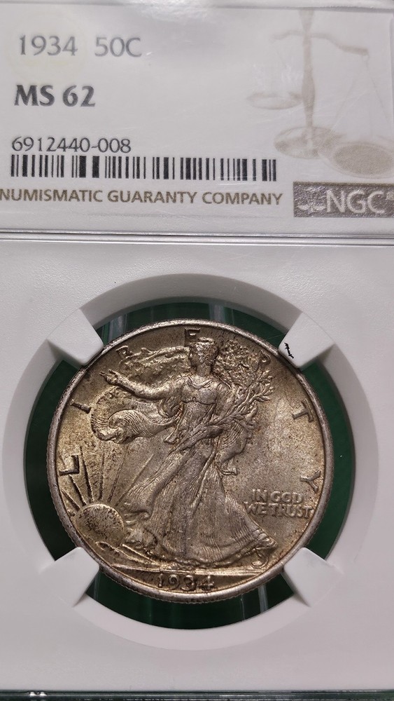 1934 Walking Liberty Half Dollar 50c MS62