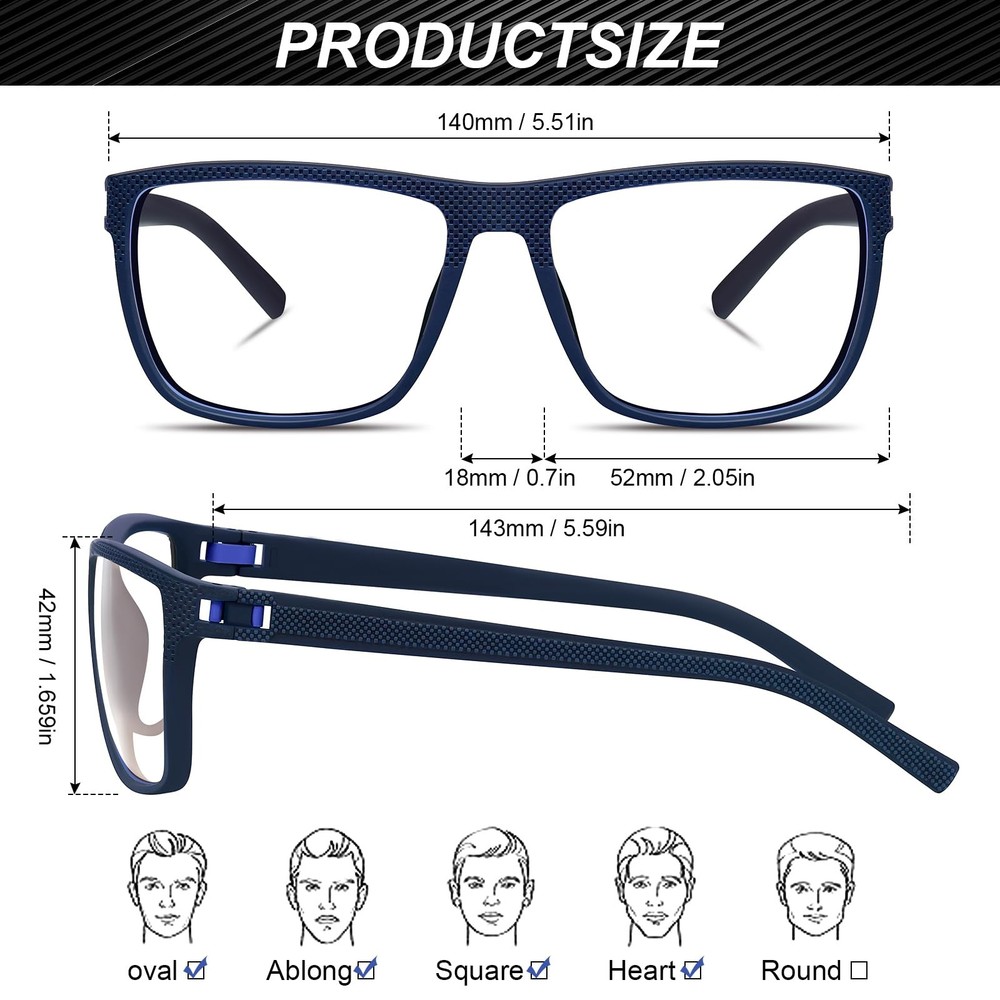 Blue Light Blocking Gaming Clear Glasses Lightweight Frame UV400 Computer Phone