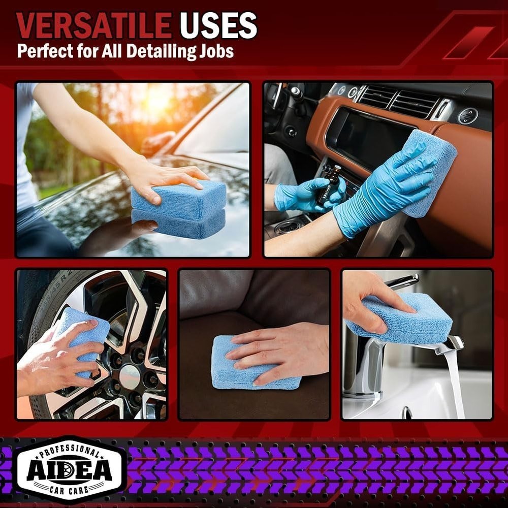2 Pack Microfiber Applicator Pads for Car Wash & Detailing Blue