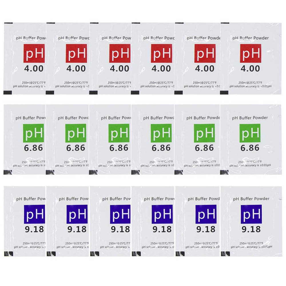 18 Pack pH Meter Buffer Solution Powder 6.86/4.00/9.18 pH Calibration Soluti...