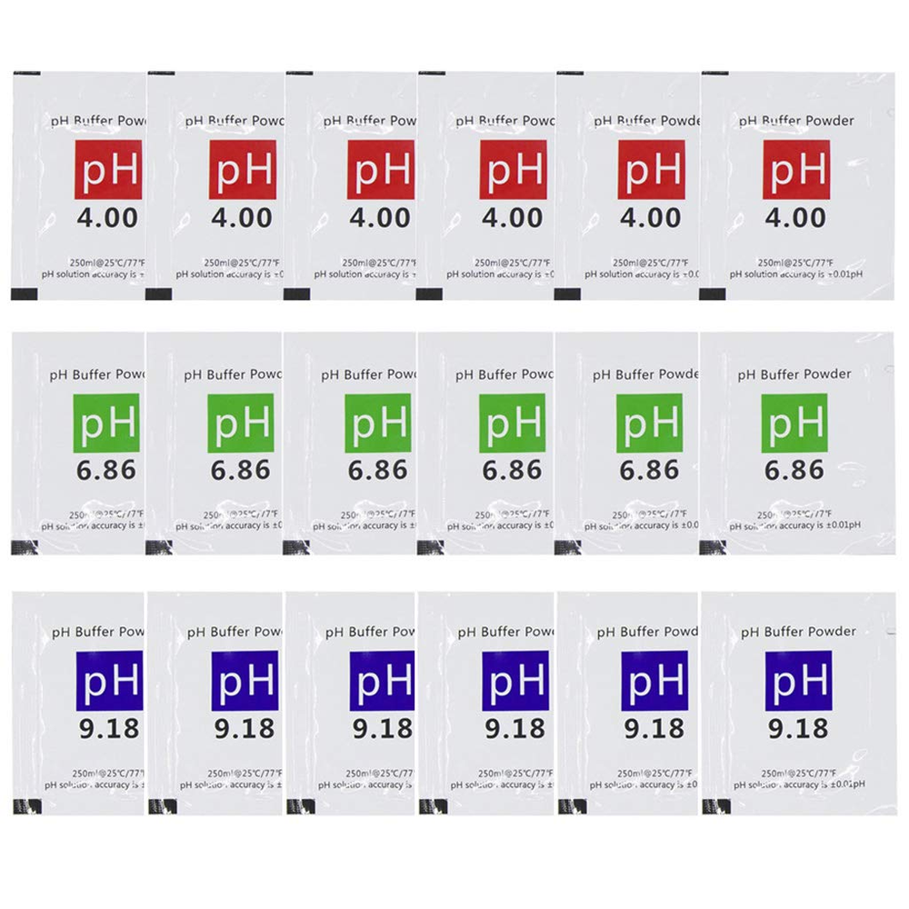 18 Pack pH Meter Buffer Solution Powder 6.86/4.00/9.18 pH Calibration Soluti...