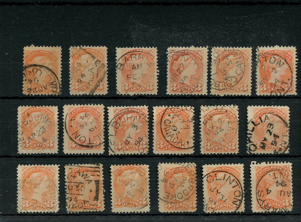 Dated copies Small Queen lot  Canada  stamp used