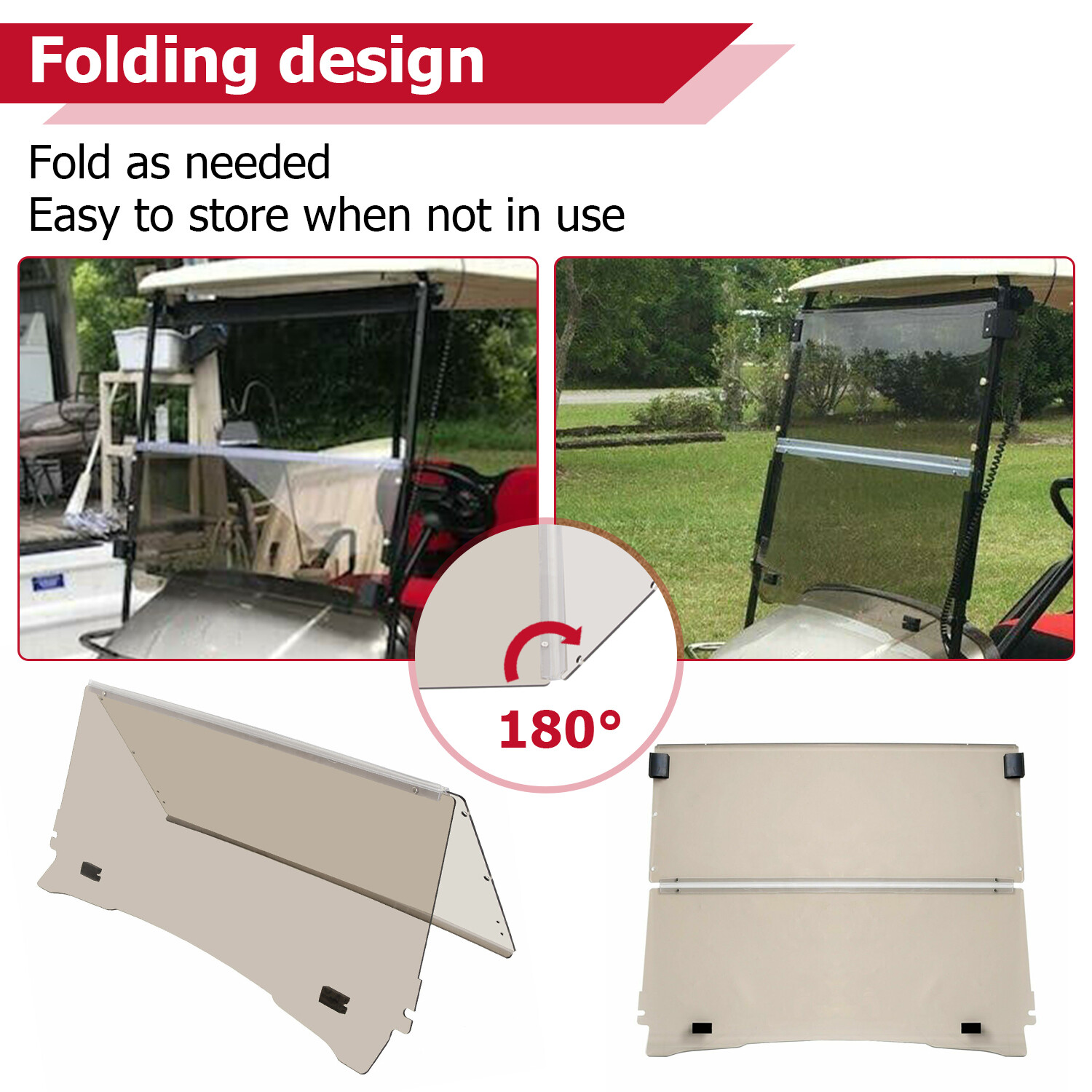 Folding Golf Cart Tinted Windshield Windscreen For EZGO TXT 1994-2013 2014